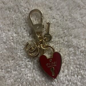 Gucci Red and Gold Heart Keychain